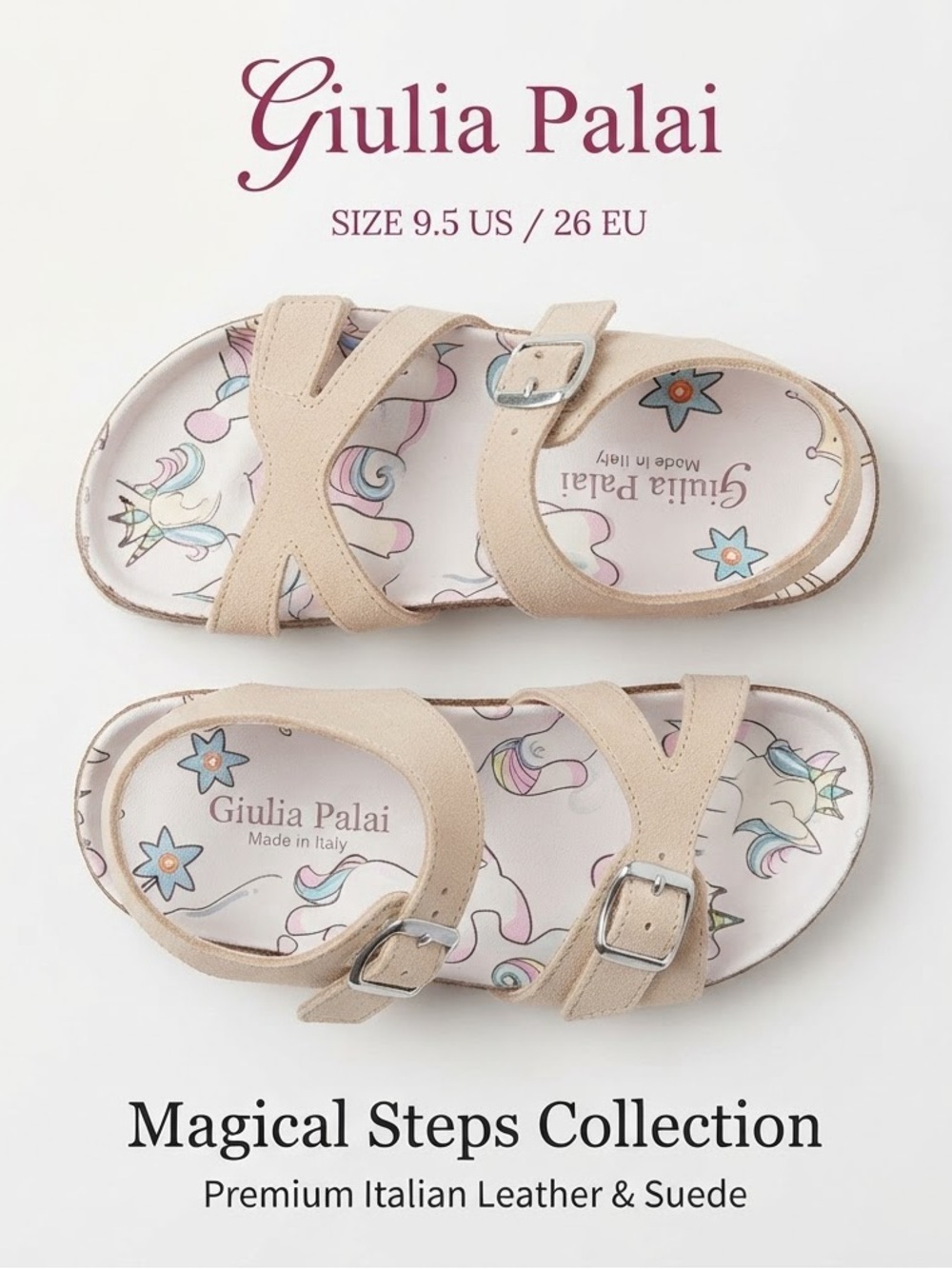 Giulia Palai Beige Glitter Unicorn Sandals